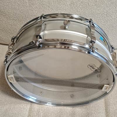 Ludwig No. 404 Acrolite 5x14" 8-Lug Aluminum Snare Drum with Pointed Blue/Olive Badge 1969 - 1979 - Matte Aluminum image 9