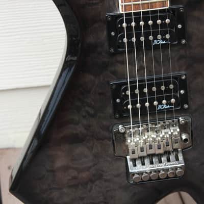 B.C. Rich Warlock N.J. Neck Thru Series Korea Guitar Translucent Black Quilt Top + Hard Case image 6