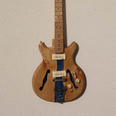 Timo Blue River - Handmade Beech Oak Semi-Hollow Epoxy River Luthier-Built Electric Guitar - Unique Shape image 2