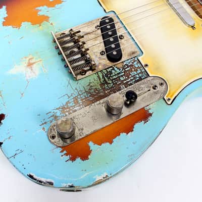 1992 Fender MIM Telecaster Customized by East Gloves Guitars in Relic Daphne Blue Finish image 13