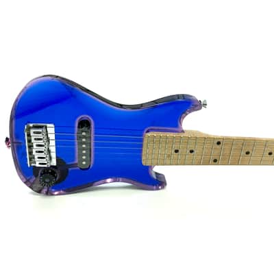 Vintage 1970’s/80’s Harmony Iridescent Acrylic Blue Lucite Mini Electric Travel Guitar *Rare image 4
