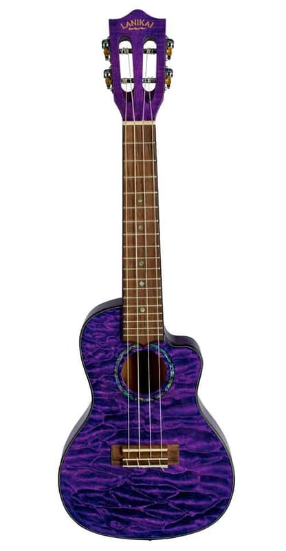 Mint Lanikai Quilted Maple Purple Stain Concert A/E Ukulele with Polyfoam Hard Case image 1
