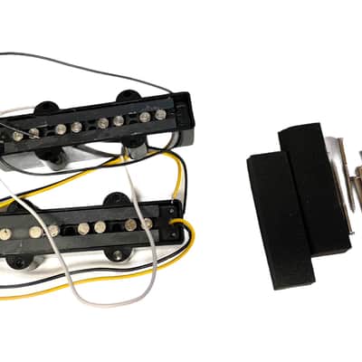 PU-104-B Neck & Bridge Pickup Set For Jazz Bass Black Covers Bar Magnets image 2