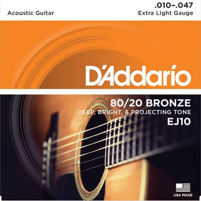 D'Addario EJ10 Bronze Acoustic Guitar Strings, Extra Light, 10-47