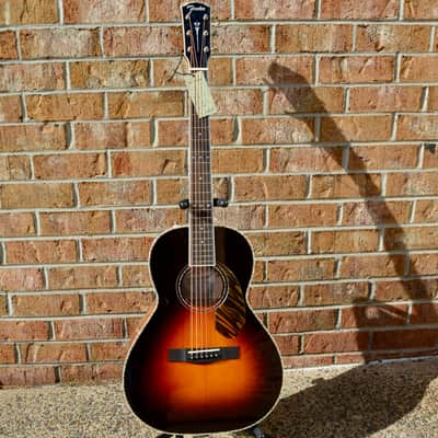 Fender PS-220E Parlor, Ovangkol Fingerboard, 3-Color Vintage Sunburst image 2