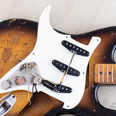 1957 Fender Stratocaster Vintage Guitar Sunburst w/ V Neck, Tweed Case image 19