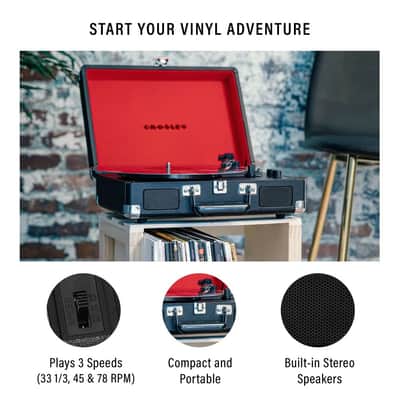 Crosley CR8005F-BK Cruiser Plus Record Player with Bluetooth - Black / Red image 9