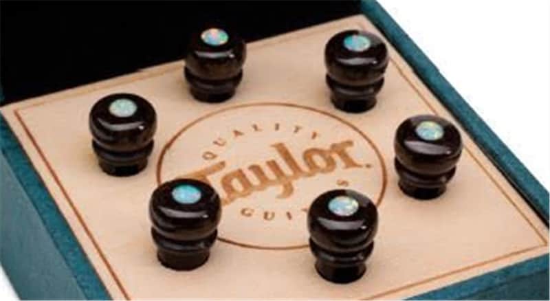 Taylor Water Buffalo Horn Bone Bridge Pin Kit-Bone Brown w/White Opal image 1