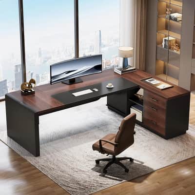 81" L-Shaped Music Production Desk – Executive Studio Workstation Bild 5