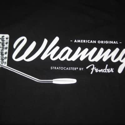 new (old stock) A+ shape with paper hang-tag & clear plastic packaging genuine Fender American Original Whammy Short Sleeve T-Shirt, Size Medium (M), part # (p/n): 9123013025, SHIRT: Black 100% Cotton / GRAPHIC: White, Gray, Silver image 8