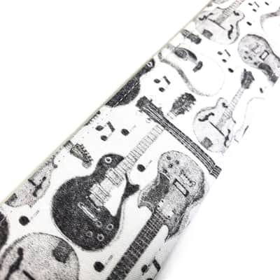 Guitar Collage Guitar Strap- Black White Guitars Composition Strap - Guitars Line Drawings - Works for Electric, Bass, or Acoustic Guitars image 4