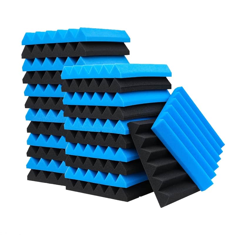 24 Pack Acoustic Foam Panels,2" X 12" X 12"Fireproof Soundproof Foam Sound Absorbing Noise Cancelling Panels For Recording Studios, Home, Offices Walls Ceilingï¼ˆ12 Blue+12 Blackï¼‰ image 1