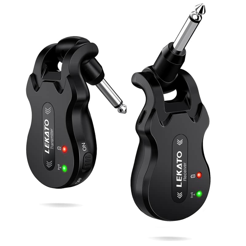 Lekato ISM 5.8Ghz Wireless Guitar Bass Audio Transmitter Receiver System 30M 4 Channels US image 1