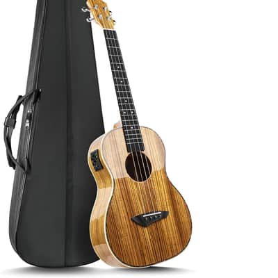 30 inch wood High Baritone LCD color display Electric Ukulele Professional Ukelele Kit Beginner Travel Guitar Starter Pack Bundle, Padded Gig Bag, Strap Set image 1