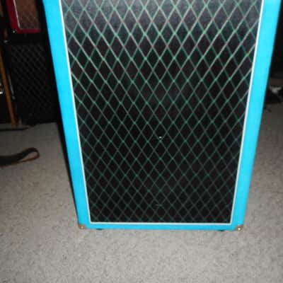 Amplified Nation 2x12 vertical cab Custom ordered with rare Vox Grill cloth (can't be ordered anymore) 2021 - Turquoise Suede image 2