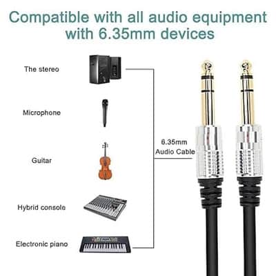 6.35mm 1/4 TRS Headphone Splitter Cable,1/4 inch TRS Female to Dual Stereo Male Plug Y Splitter Audio Extension Adapter Cable with Gold Plated for Amplifiers,Guitar and More- 50CM/1.6F image 2