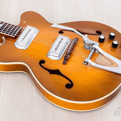 1960s Kay Jazz II Vintage Hollowbody Electric Guitar Sunburst w/ Kleenex Box, Case image 10