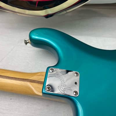 Fender PARTS Stratocaster - 1999 American Deluxe neck on 1983 Dan Smith-era Standard Strat body with Case - Transparent Teal image 19
