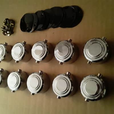 10 Pc. Chrome Double Sided Hayman/Camco Snare Drum Lugs Lot #1 + Gaskets & Screws (1 3/8" hole spacing) - *Very Rare to Find* image 1