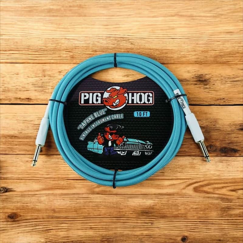 Pig Hog PCH10DB 1/4" TS Straight Instrument Cable - 10' - Daphne Blue image 1