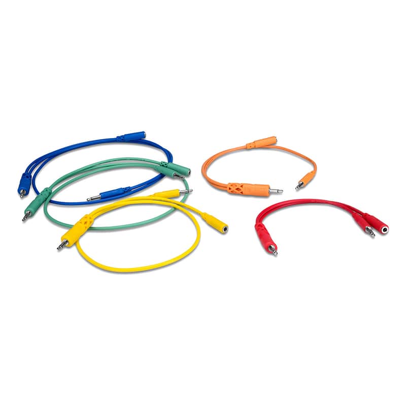 Hosa CMM-500MIX Hopscotch 1/8" TS Patch Cable with Pigtail (Mixed Lengths and Colors / 5 Pack) image 1