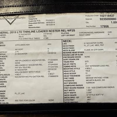 2019 Fender Custom Shop Loaded Thinline Nocaster Relic image 14