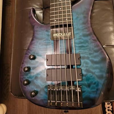 Modulus Quantum 6 LH 1995 Purple-Blue Burst over Quilted Maple image 1