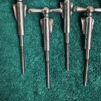 Leedy and Ludwig Lot of 8 “L” Bowtie Bass Drum Tension Rods 4.5” + Claws 50s - Nickel image 5
