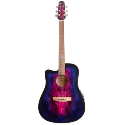 Lindo Left Handed Purple Swallow V1 Electro Acoustic Guitar Dreamcatcher Inlay + Padded Gigbag image 2