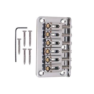 Hardtail Fixed Guitar Bridge | 6 String Roller Saddle Bridge for Electric Guitar Replacement with Wrench & Screws (78mm, Chrome) image 8
