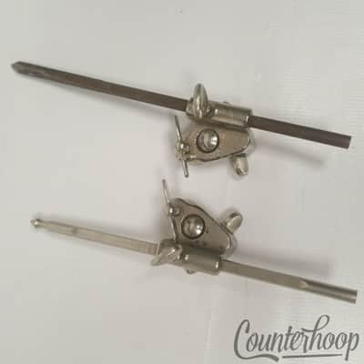 Ludwig Bass Drum Clamp-On Spurs Nickel Legs Adjustable Length Spikes Vintage 30s image 4