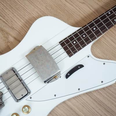 2011 Burny Thunderbird IV Electric Bass Guitar Polaris White w/ Upgrades image 7