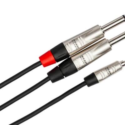Hosa HMP-003Y Pro Stereo Breakout Cable, REAN 3.5 mm TRS to Dual 1/4" TS - 3 Foot image 2