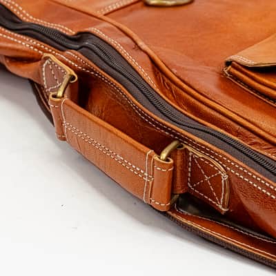 Brown Leather Gig Bag for Mini Guitar Travel Case 31" x 12" image 5