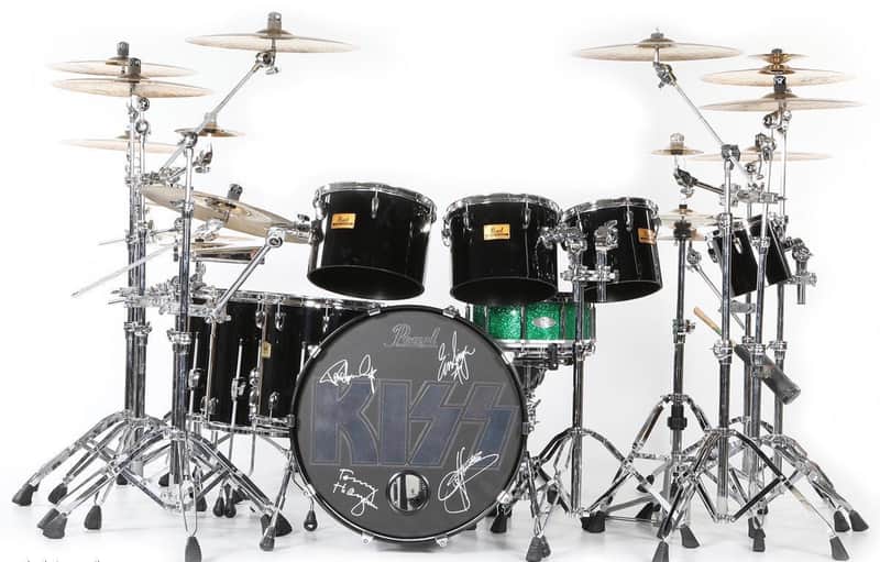 KISS, Eric Singer 2015 Kiss Kruise Pearl/Zildjian Complete. Signed by Entire Band! image 1