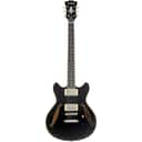 D'Angelico Excel Tour Mini DC Mini Double Cutaway w/ stop-bar tailpiece Solid Black w/Gig Bag DAEMDCTSBKSNS