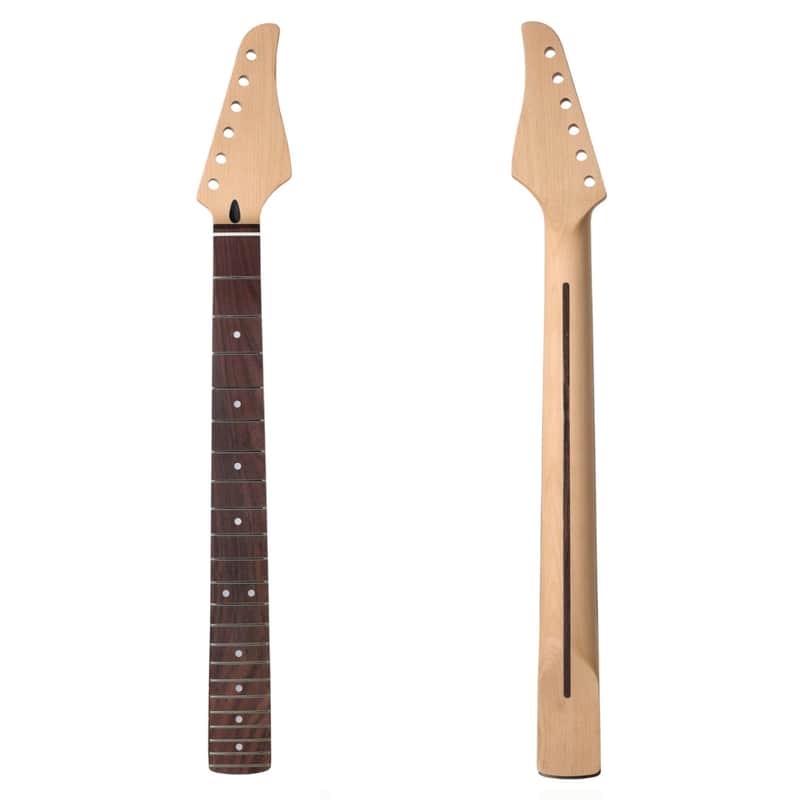 Strat Guitar Neck 22 Frets, 25.5'' Maple Wood Modern C Shape ST Guitar Necks with Radius 9.5'' Rosewood Fretboard Medium Jumbo Fret for Stratocaster Guitar Parts Replacement image 1