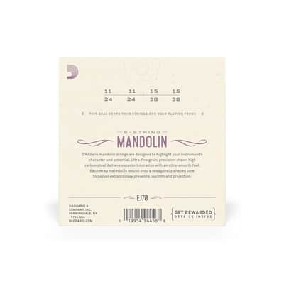 D'Addario 11-38 Medium/Light, Ball End, 8 String Mandolin Strings - EJ70 image 3