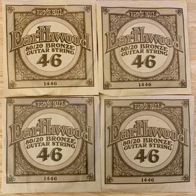 Four Single .046 Gauge Acoustic Guitar Strings (Ernie Ball) Opened, Not Played image 1