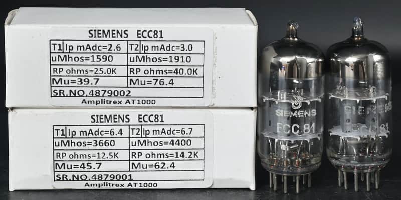 2x 1960's ECC81/12AT7/A2900 Siemens Top Ring Getter Made in Germany Amplitrex Tested Tube image 1