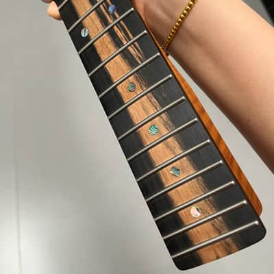 AAAAA Tele Ebony Fretboard Roasted flame Maple Electric Guitar Neck Radius 12inch Round stainless steel 22 frets hole 10mm Radius: 12 inches image 2