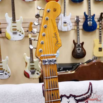 Fender Custom Shop Wild West White Lightning Stratocaster HSS Floyd Rose Maple Board 22 Frets Heavy Relic British Racing Green 8.00 LBS image 7