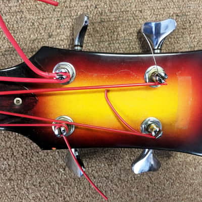 1965 Bartell (Hohner) Fretless Bass Guitar, Semi-Hollow, Pad, Case, Rare Sunburst, Woody Tone! image 8