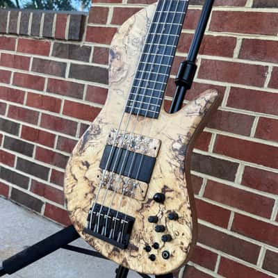 Fodera Emperor II Elite, Chestnut Burl Top, Walnut Body, Alder Tone Block, Flamed Ebony Fretboard, Flamed Ebony Ramp, Chestnut Dot Inlays, Fodera/Duncan Dual Coil Pickups, Hardshell Case image 4