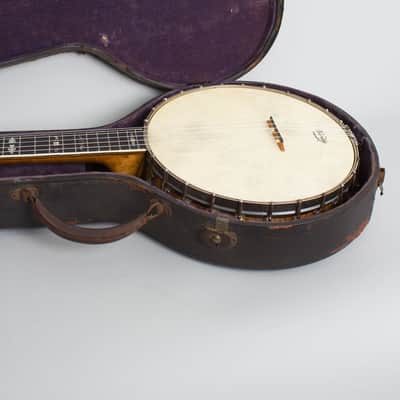 Bacon Professional FF Special Grand Concert 5 String Banjo, c. 1915, period black hard shell case. image 12
