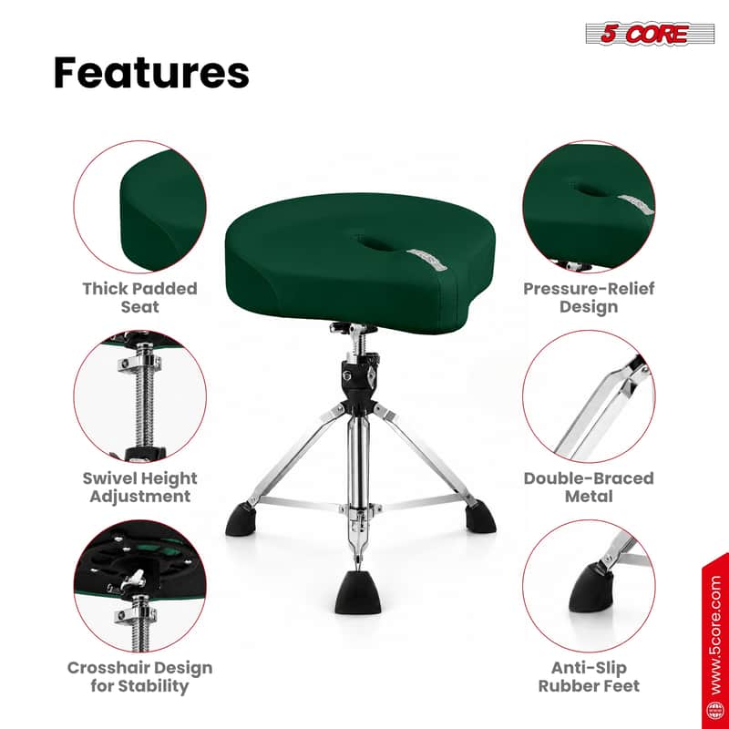 5 Core Drum Throne w 4.5" Padded Stool Adjustable Drummer Chair image 1
