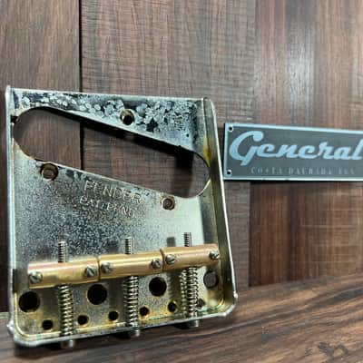Fender  Telecaster Bridge Plate aged with GVT special Vintage Brass saddles  2020 Aged steel image 1