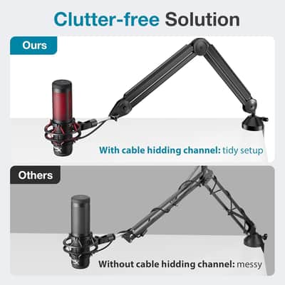 Microphone Boom Arm, Mic Stand Desk With Cable Management Microphone Arm Stand For Quadcast Solocast Snowball Fifine Sm7B image 3