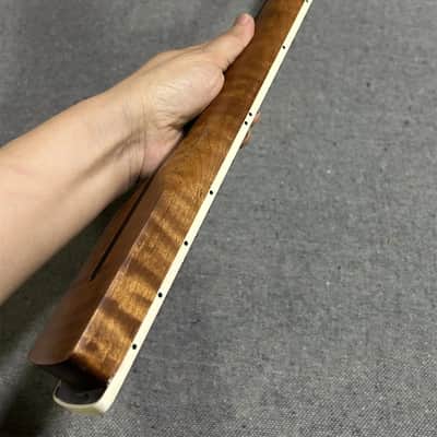 AAAA 22fret Ebony block inlay Roasted Flame Maple guitar neck part image 3