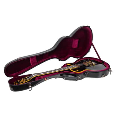 Crossrock Hard Shell Fiberglass Case for Les Paul Guitar with Backpack Straps in Black image 1